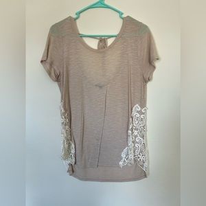 Cream Dress Top with Lace sides
